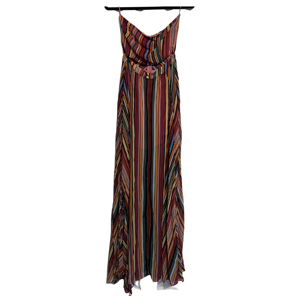 Strapless Striped Maxi Dress